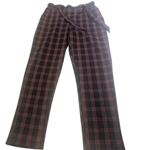 Tribal Plaid Pants Career Casual Straight Leg‎ with Belt Size M